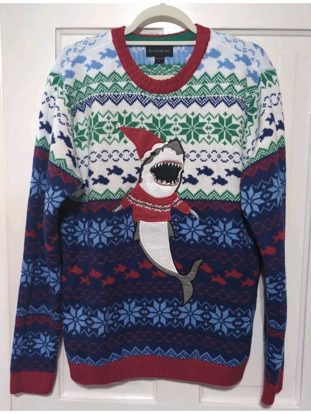 Blizzard Bay Christmas Sweater Fair Isle Shark In A Sweater Men's L(1421)B
